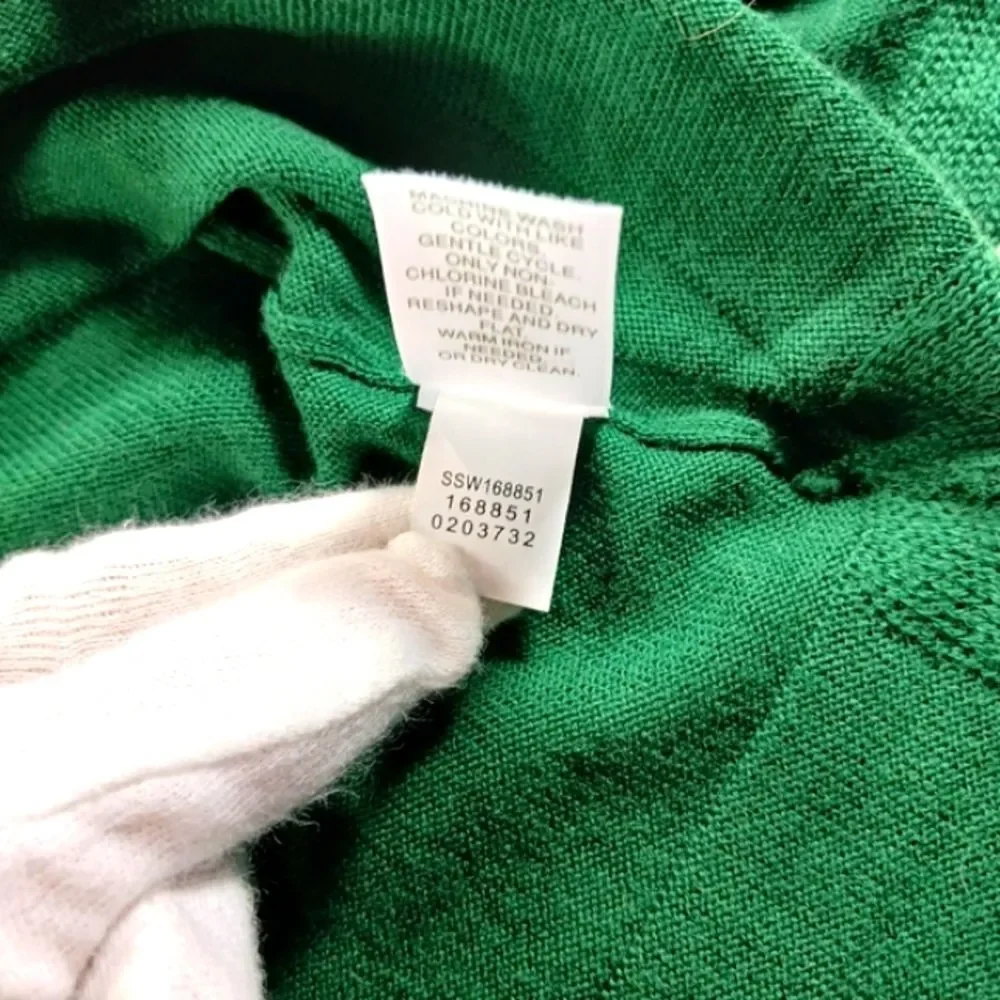 J. Jill Merino Wool Washable Tunic Sweater Green Side Slits Scoop Neck XS Womans - Picture 6 of 10